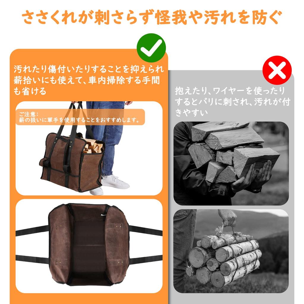 Housolution Firewood Log Camping Tote Large Capacity Splint and Stain Easy to 16A Cotton Canvas with Paraffin Wax Brown Bag, Carry, Bag, Storage,