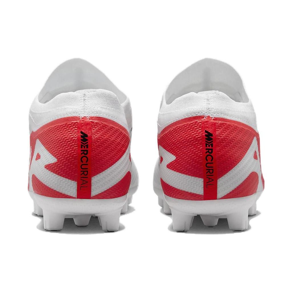 Nike Mercurial Vapor 15 Pro Round Toe Lace-Up HG (Rubber Short Studs) Durable Soccer Shoes Unisex Soccer Shoes White Red DJ5602-600