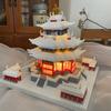 Knew Built Antikes China Schneeiger Turm Bausteine mit LED-Licht Exquisites Konstruktionsspielzeug für malerische Schönheit