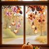 Thanksgiving Glass Decals Fall Static Window Clings, Autumn Pumpkin Maple Leaf Floral Reusable Stickers Decals, Removable Harvest Season for Home Shop