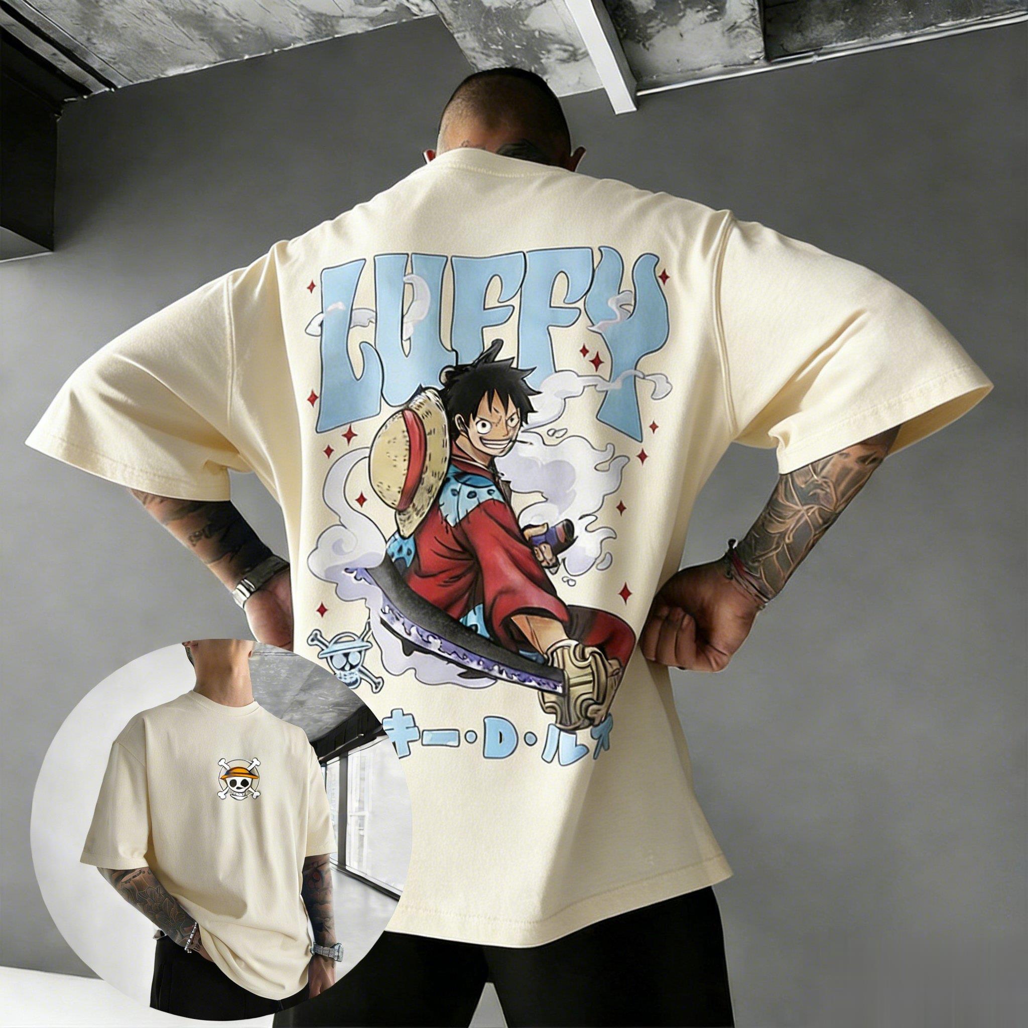 

Monkey D. Luffy One Piece T-Shirt Men Summer Wano Country Character Graphic Short Sleeve Streetwear Loose Fit Anime Fan Tee S разноцветный