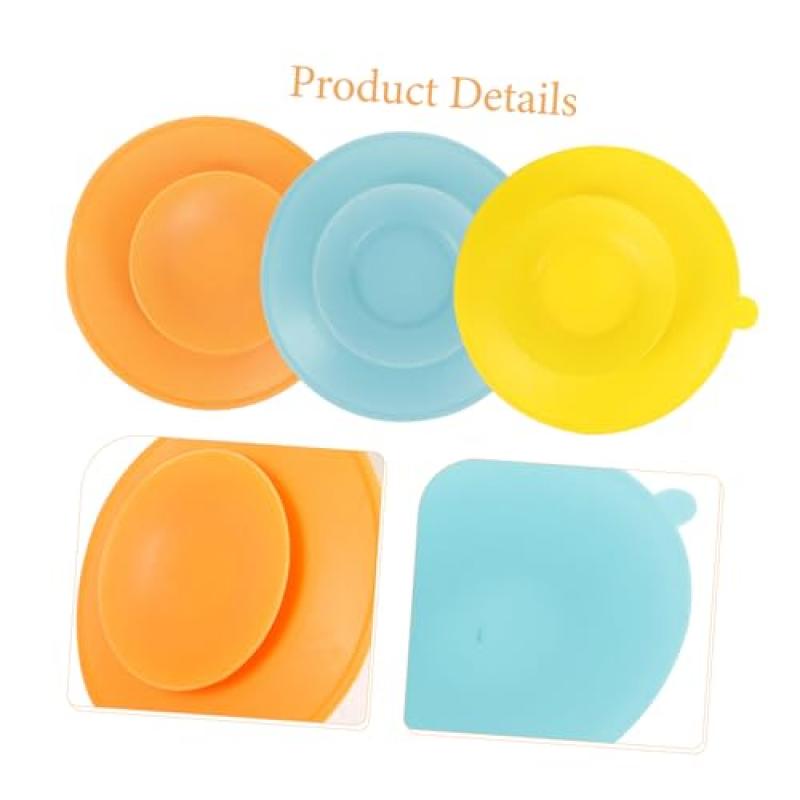 Silicone Suction Plate and Bowl Holders for Toddlers, 3-Pack with Double-Sided Suction Cups, Non-Slip Stable Feeding System, Assorted Colors