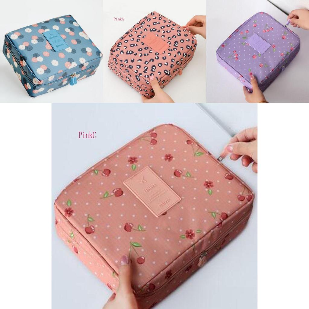 Chic Floral Nylon Zipper Women Makeup Bag And Stylish Cosmetic Case Organizer