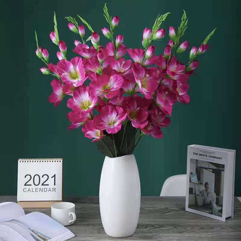 Decorative Silk Gladiolus and Orchid Floral Art for Living Room or Dining Table