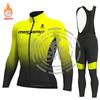 Megamo Conjunto Térmico de Invierno con Forro Polar de Manga Larga para Ciclismo Ropa para Bicicleta de Montaña Maillots para Hombre Ropa Ciclismo