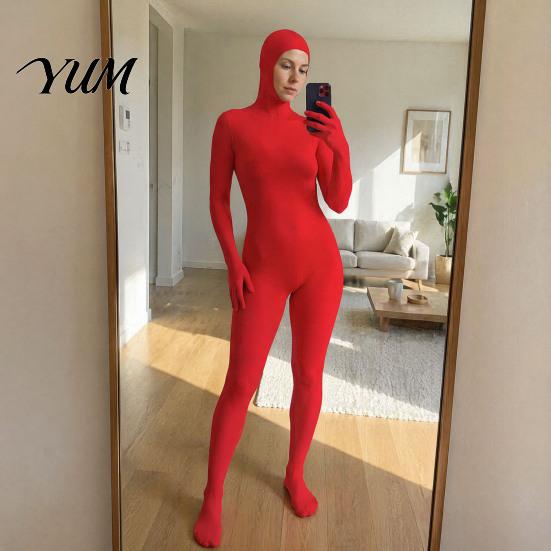 Adults Unitard Full Body Zentai Suit for Men Women, Open Face Halloween Cosplay Bodysuit Bodysuit, Stretchy Spandex Costume Party, Stage Performance
