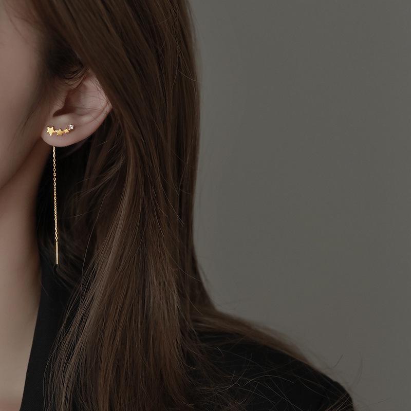 2023 Women's Tassel Star Stud Long Meteor Earrings - Dainty Thread Design