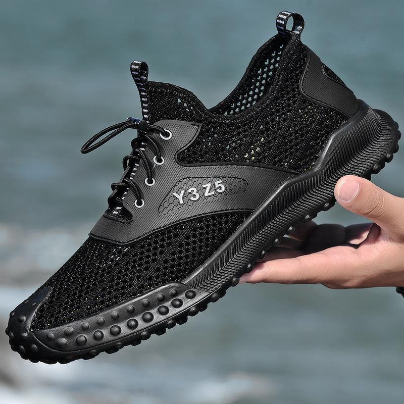 Fashion hollow outdoor elastic band trendy shoes breathable mesh shoes men's mesh sports casual shoes men's shoes