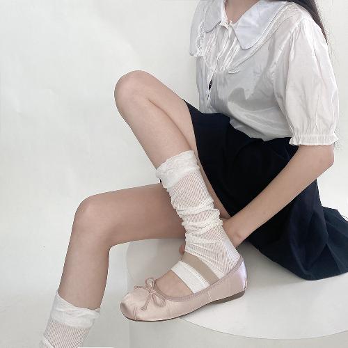 Spring and Summer Thin Socks Women's Ballet Style Calf Pile Pile Foot Socks Japanese Ins All-match Leggings