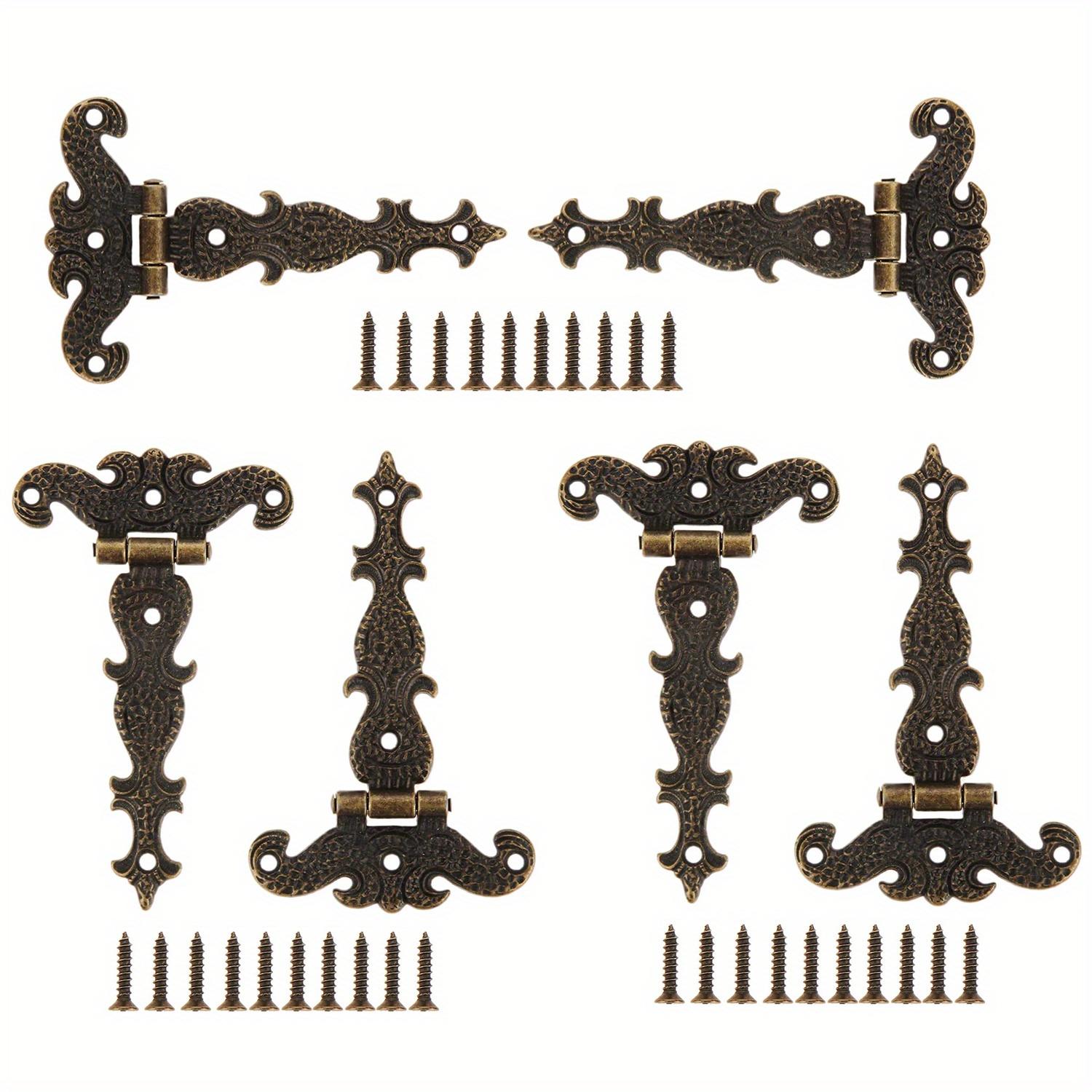 

6pcs T-shaped Hinges, Heavy-duty Hinge Hardware, Vintage Decorative Hinges for Barn Doors, Suitable for Cabinets, Wardrobes, Door Wooden Boxes 6pcs бронзовый