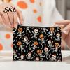 Large Capacity Pencil Pouch Halloween Storage Bag, Cosmetic with Pumpkin Small Toiletries Organizer Castle Skull Print, Smooth Zipper Thickened Canvas