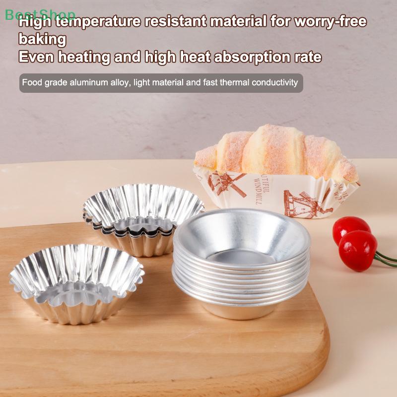 Stampini riutilizzabili in alluminio per crostate e muffin - Teglie scanalate per cupcake e tartellette all'uovo (Impilabile)