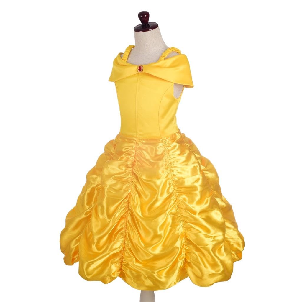 Dressy Daisy Belle Costume for Toddler Girls, Princess Cosplay, Kids' Beauty and the Beast Dress with Skirt, Yellow, Size 105, Ages 3-4, Halloween