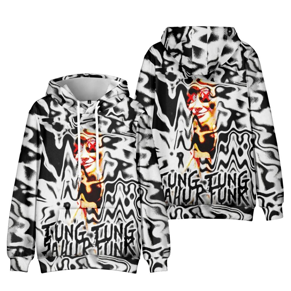 

Unisex Tungtungtung Hoodie Sweatshirt Cartoon Printed Streetwear Hoodies for Couples Men Women XXS білий