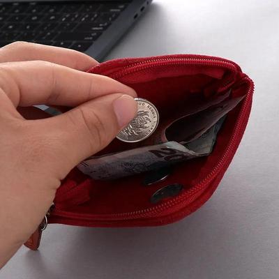 Mini Coin Purse Wallet Women Men Change Bag Credit Card ID Holder Wallets Key Chain Mini Bag Felt Retro Bag for Men Women