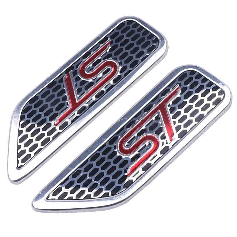 BAZG2 2pcs Aluminum Car Side Fender Stickers ST Badges Auto Body Dekoration For Ford ST FOCUS 2 3 Mondeo Fiesta Kuga MK3 MK2 MK4