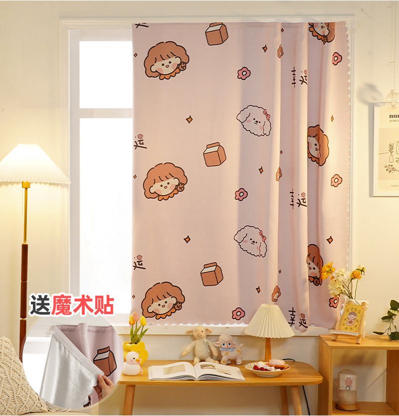 Ins Velcro Curtain Korean Wind  Cartoon Net Red  Light Shielding Foreign Trade
