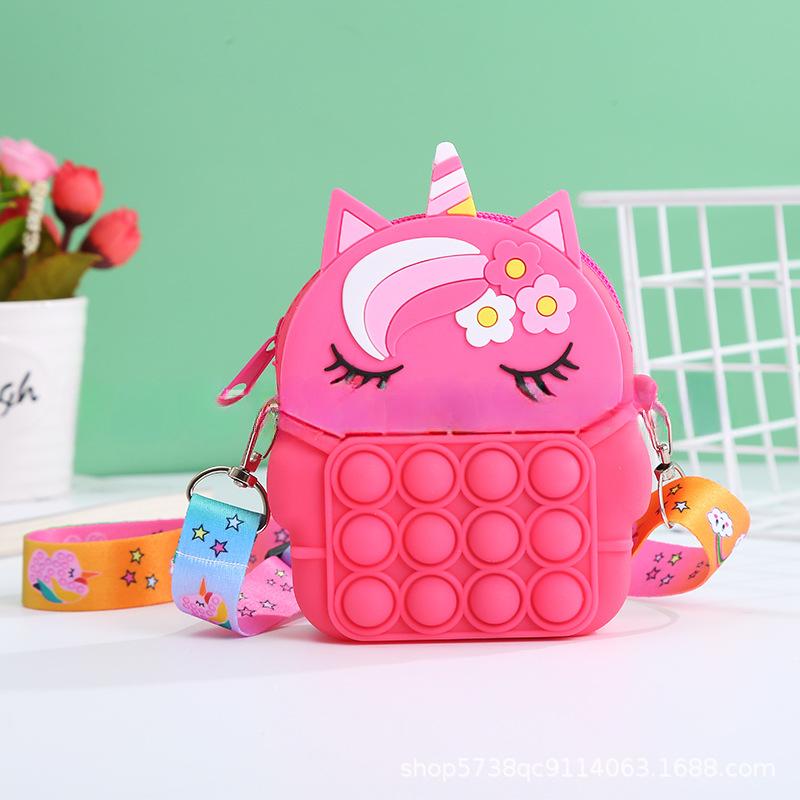 

Новая сумка для снятия давления с пузырьками, кошелек принцессы для девочек, детская сумка для закусок с декомпрессией, силиконовая сумка через плечо с единорогом