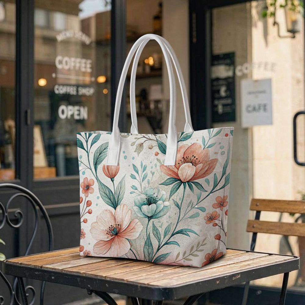 Elegant Floral Tote Bag Stylish Lightweight Daily Handbag for Outdoor Travel Women