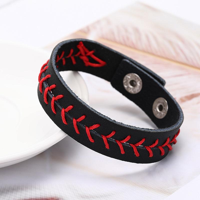 1 or 3 Pcs Genuine Leather Baseball Bracelet Wristbands Baseball Gifts for Boy Men Women Girl Players Sports Team