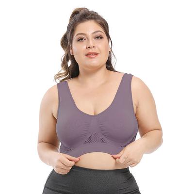 Sports Bra Large Size Ventilation Hole Beautiful Back Gathered Sports Bra Hollow Mesh Running Yoga Bra