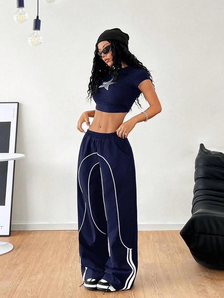 Stil stradal european și american pentru femei, modă înaltă, pantaloni lungi cu design unic