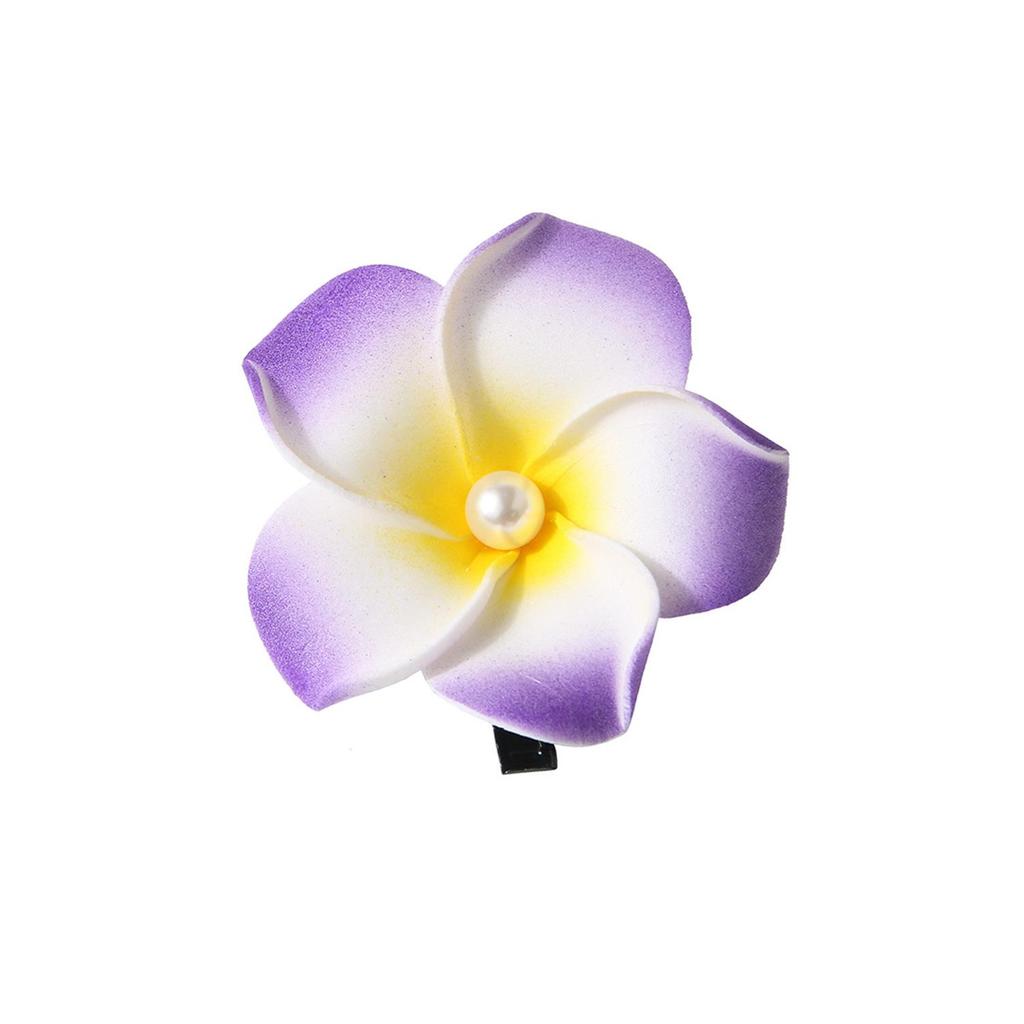 Pearl Flower Hair Clip Plumeria Flowers Side Bangs Clip Beach Claw Clips Headpiece For Women Hawaiian Barrettes Accessories
