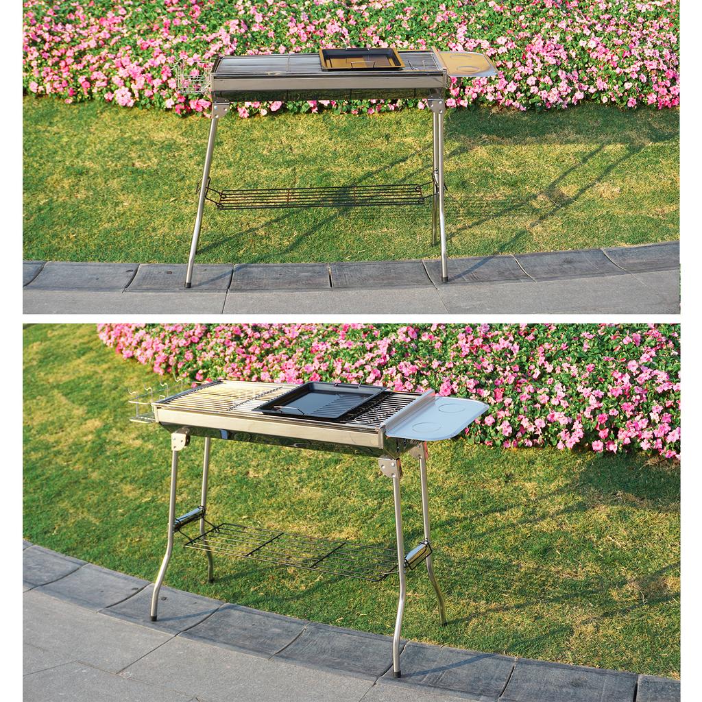 Stainless Steel Barbecue Grill Large Outdoor Household Easy Folding Portable Barbecue Meat Rack