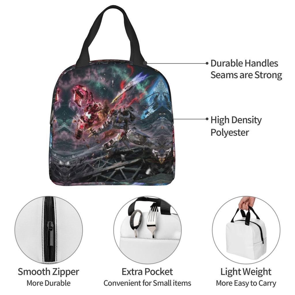 Custom Gundams Insulated Lunch Bag for Women Men Resuable Anime Cooler Thermal Lunch Box Office Picnic Travel