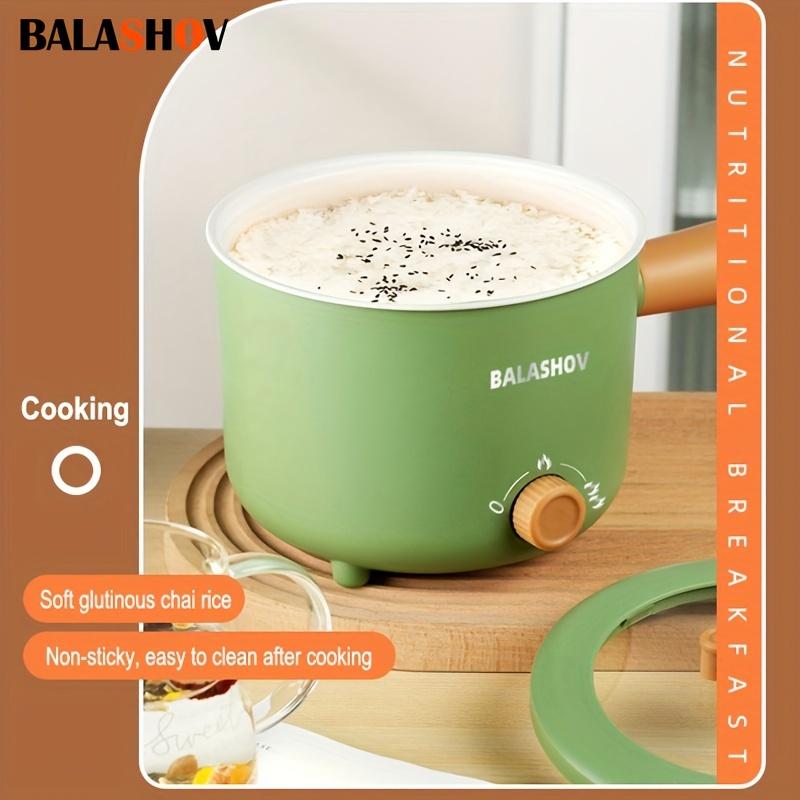 Non-stick electric pot with steamer rack, portable mini quick ramen cooking pot, adjustable power supply, non-stick wok, for cooking