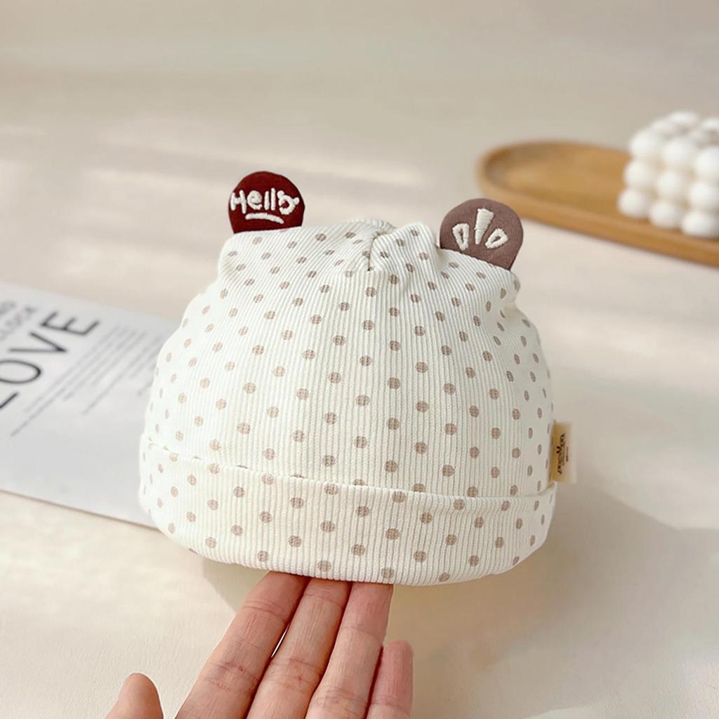 Soft Cotton Newborn Hat Cute Bear Bow Baby Fetal Cap Spring Autumn Infant Girl Boy Beanie 0-3 Months