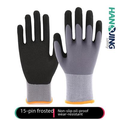 Rutschfeste, mattierte Nylonhandschuhe der Stärke 15 für ölbeständige mechanische Wartung und Handhabung.