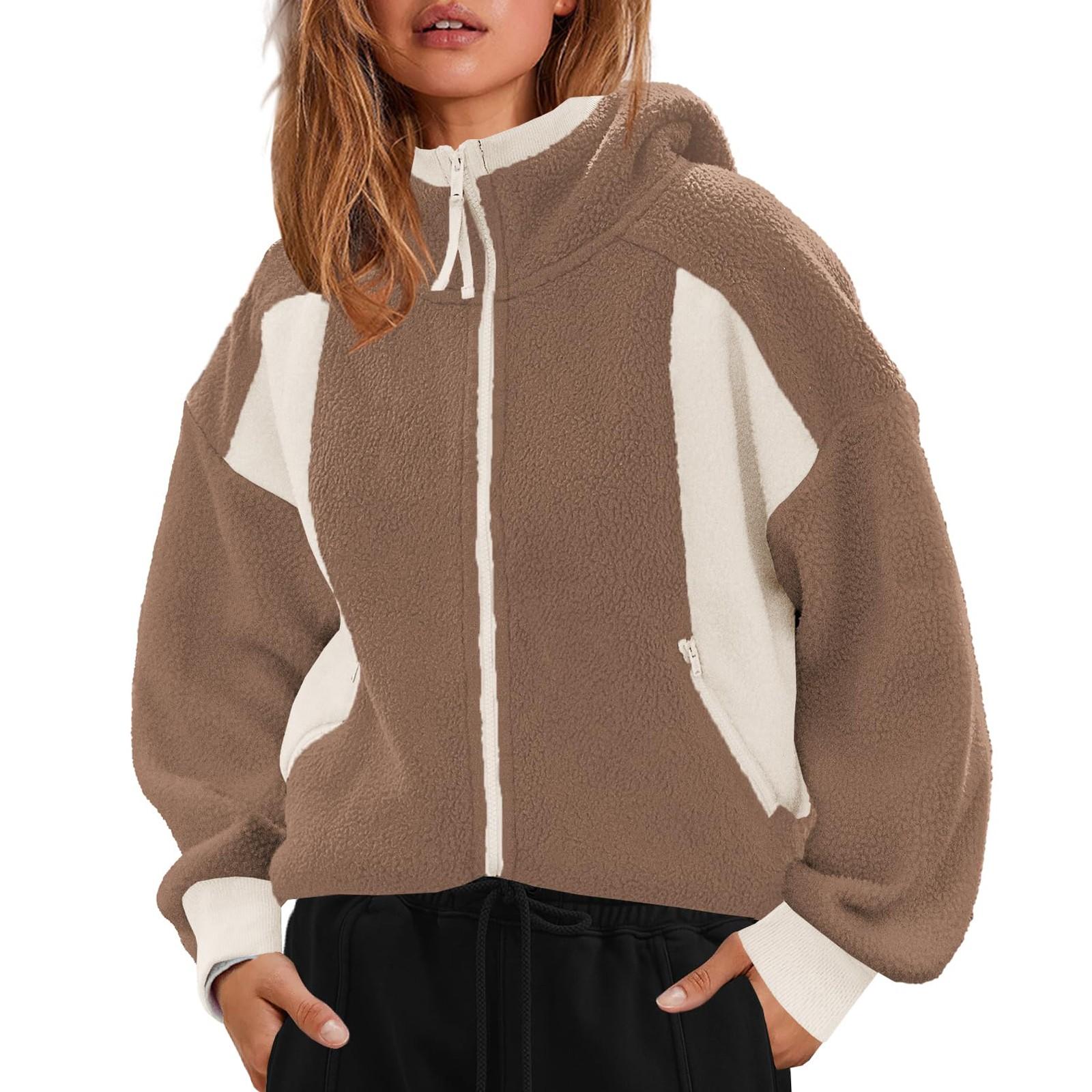 

Толстовки с капюшоном для женщин, свободные толстовки, куртки осень-зима M хаки