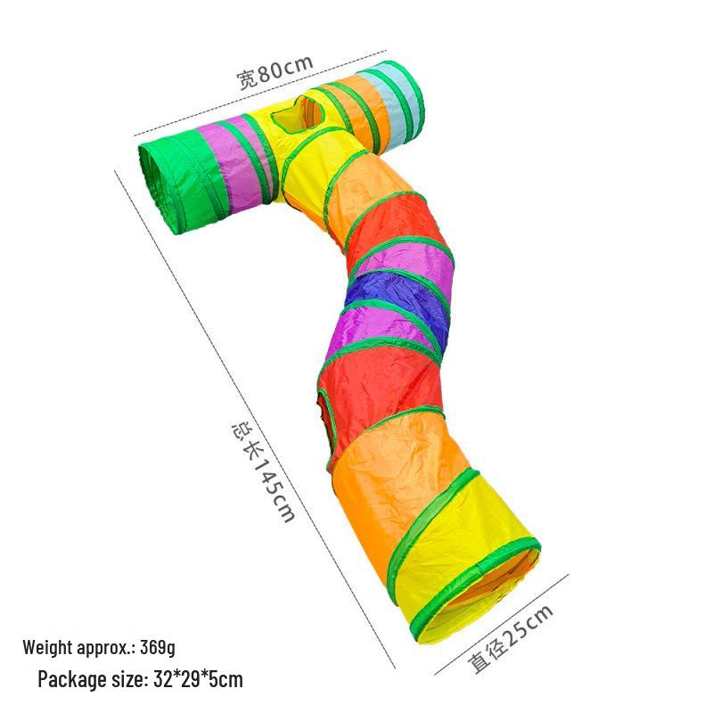 Rainbow Three-Way Foldable Cat Tunnel Toy