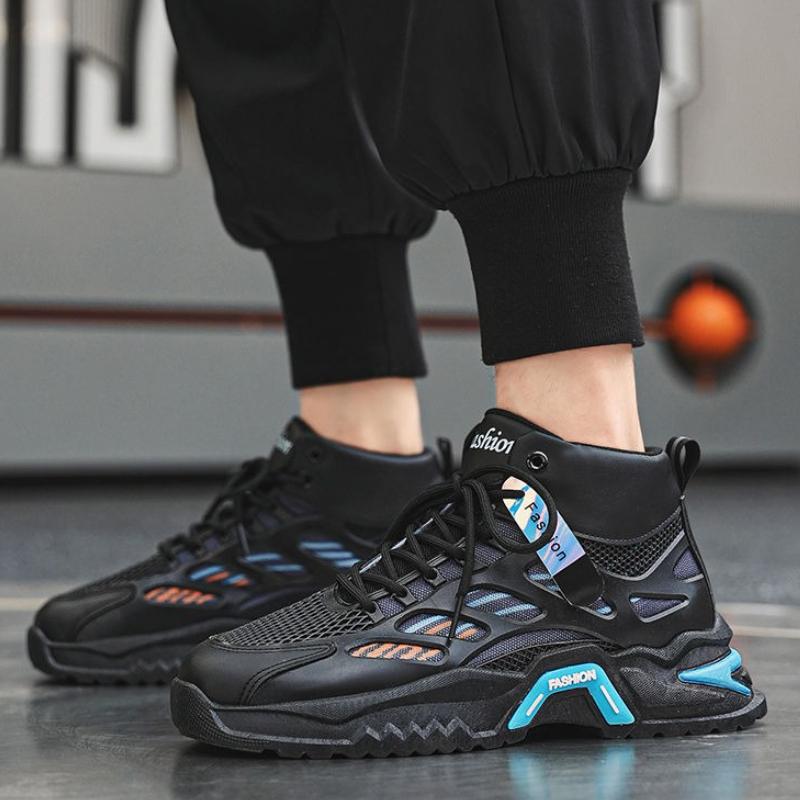 High Top Mesh Upper Breathable Thick Platform Men's Casual Sneakers Basketball Trends Low Price High Quality Male Sports Shoes
