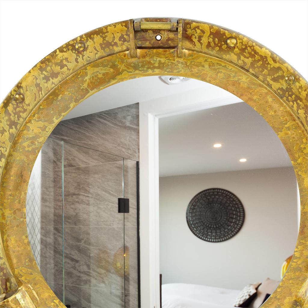Nagina International Antique Brass Porthole Mirror | Maritime Ship's Decor | Wall Hanging (17 Inches) [B01J069X02] 8E-EU97-RQT2
