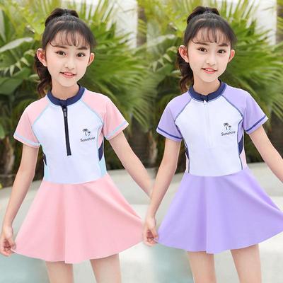Girls' Puff Sleeve Korean One-Piece Swimsuit – Cute & Stylish