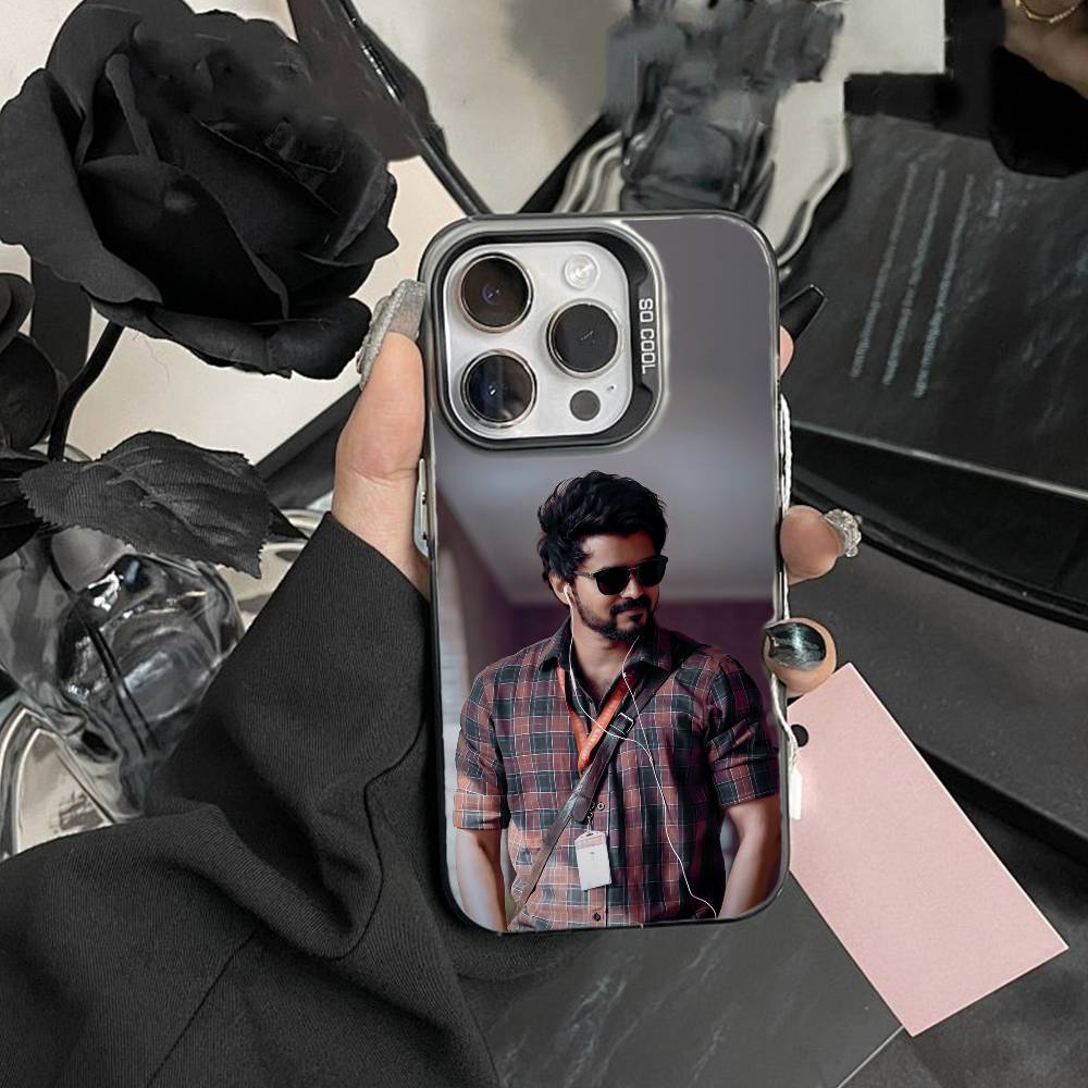 P-ThalaPathy V-Vijay Actor Phone Case For iPhone17, 16,15,14,13,12 Pro Max Black Candy Matte Shockproof Cover