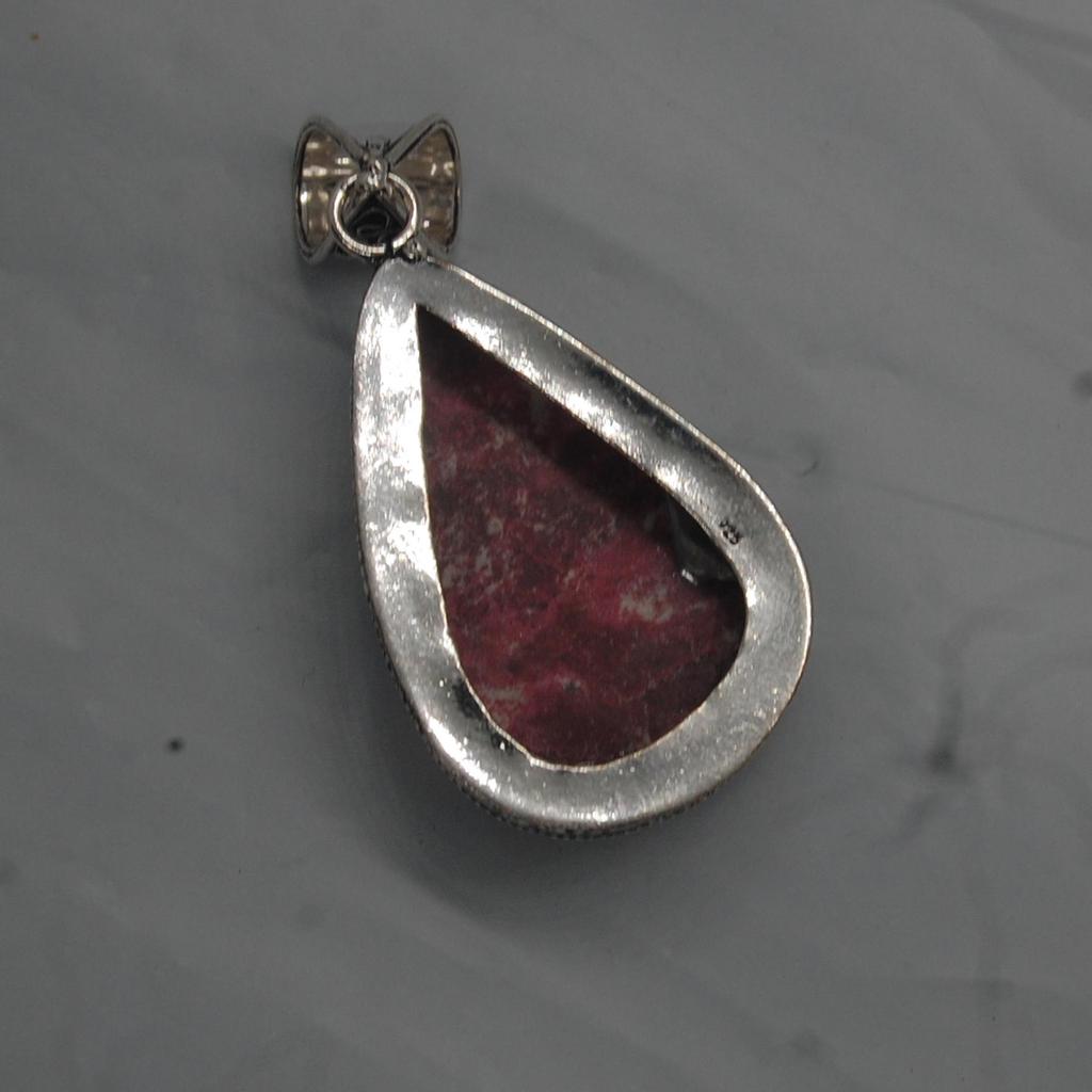 Flashy Ruby Ornamental Thulite 925 Sterling Silver Pendant Jewelry, Artisan Designer Handmade Pendant