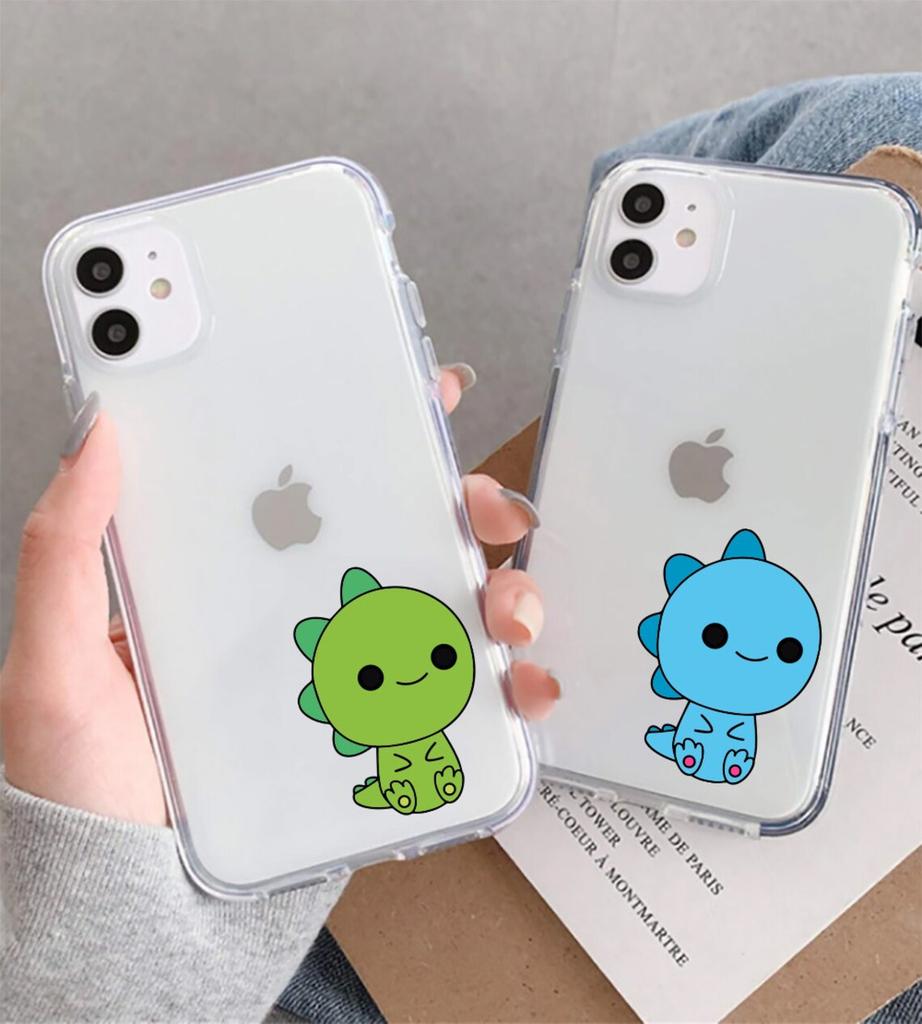 Cute Dino Clear Phone Case for iPhone 13 12 11 14 15 Pro Max Case Mini XR XS Max 7 8 Plus SE Case Silicone Tpu Dinosaur Cover