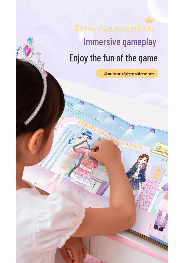 Princess Dress-Up Sticker Book for Girls Ages 2-6 - Fun Dress and Paint Attention Game