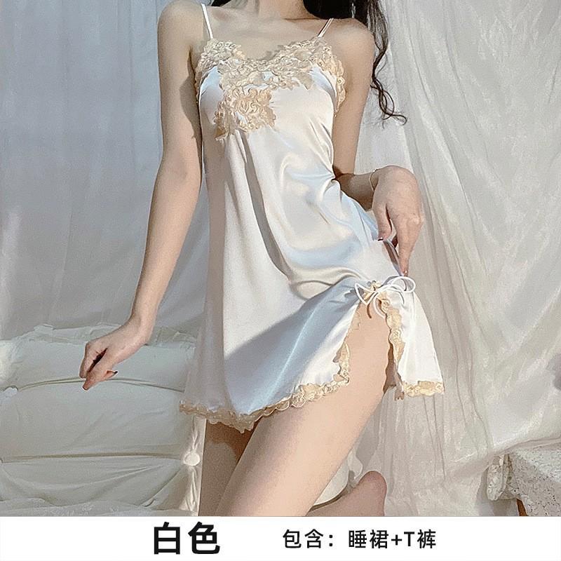 

Sexy nightdress, erotic underwear, new charm lace suspenders, split ends, perspective hip-wrapped pajamas, women s abstinence Small size ( 35kg-50kg ) белый