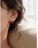 Elegant French S925 Silver Bow Cherry Dangle Earrings - Fashionable Micro-Paved Autumn/Winter Jewelry