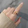 Flower Zirconia Rotating Ring With Adjustable Size For Stress Relief And Trendy Women