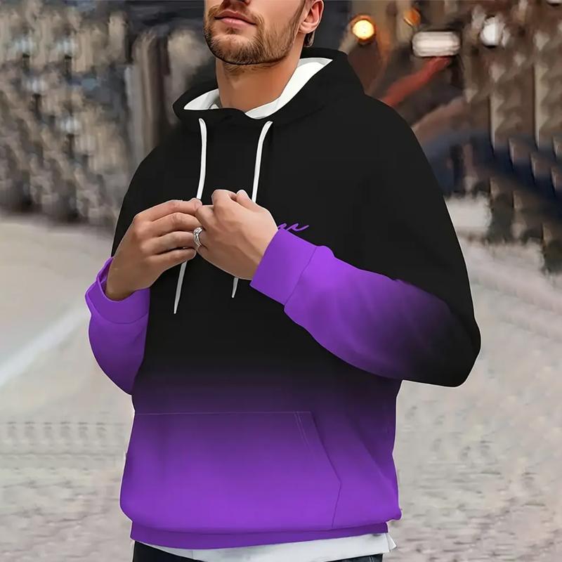 Felpe con Cappuccio da Uomo Autunno Inverno Stampa Lettere Stampa Digitale 3D Colore Degradé Felpe Casual da Uomo