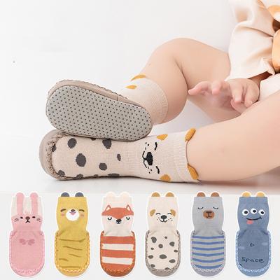 Newborn Baby Socks With Rubber Soles Autumn Winter Print Infant Girls Boys For Socks Toddler Floor Anti Slip Shoes 0-18M