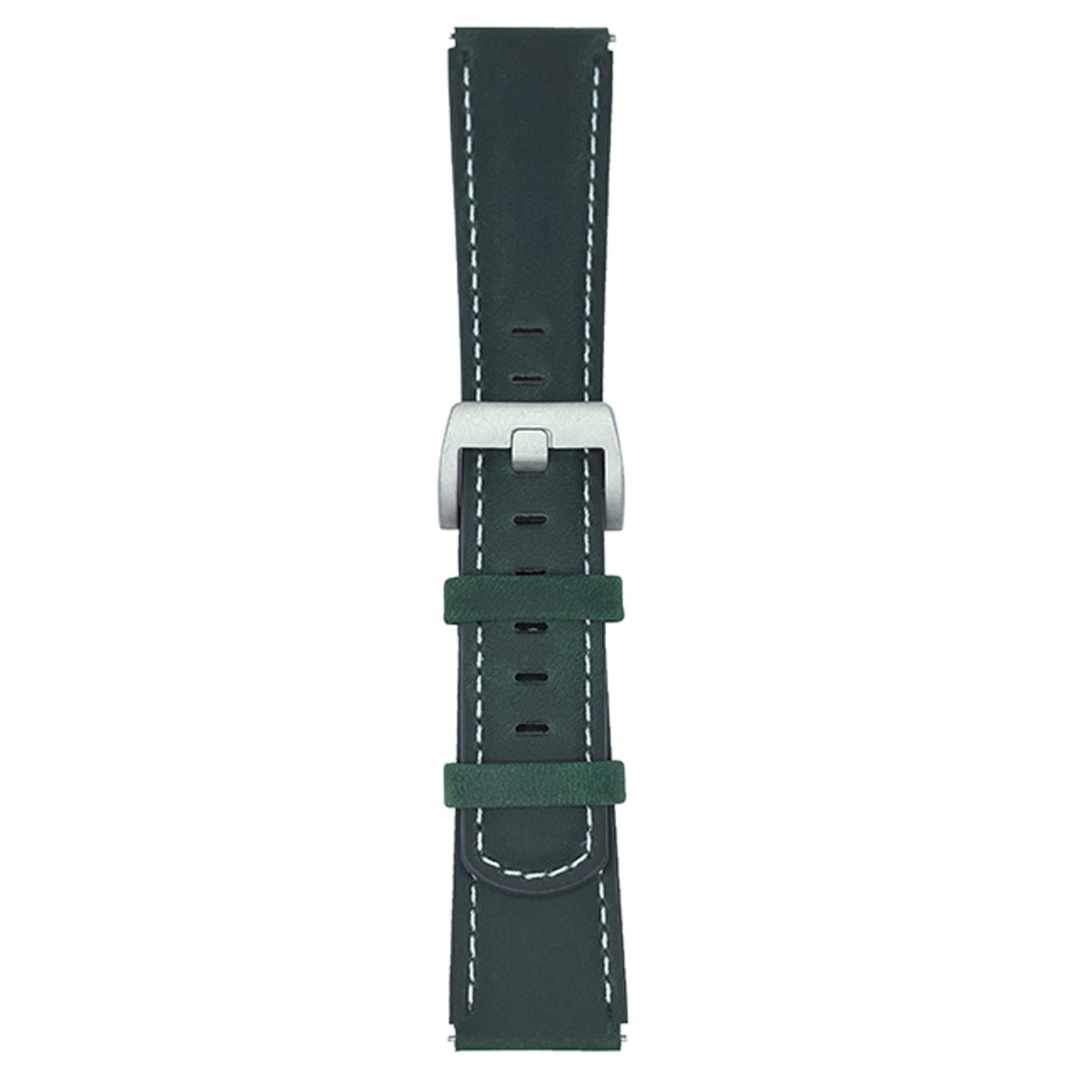 

20mm Universal Bands For Samsung Galaxy Watch7/Watch6 Genuine Leather Watchband Wrist Strap Dark Green
