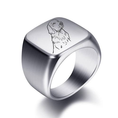 Free Engrave New Silver/Gold/Black/Blue Square Big Width Signet Rings Customized Fashion Finger Men Ring Titanium Steel Jewelry