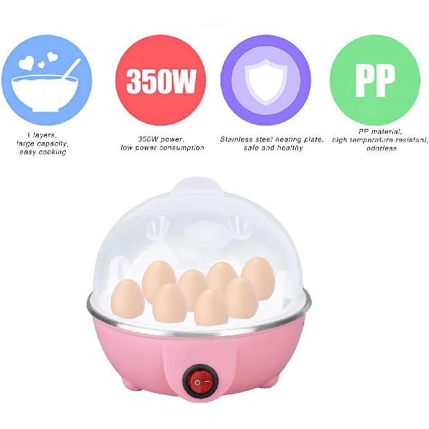 350W Electric Egg Cooker, 7 Egg Capacity Rapid Egg Cooker for Hard Boiled, Poached, Scrambled, or Omelets, Auto Shut Off Feature, with Water