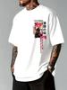 Unisex Summer Anime Print Crewneck Casual Shortsleeved Tshirt with Cherry Blossom Pattern Japanese Text Suitable for Daily Wear